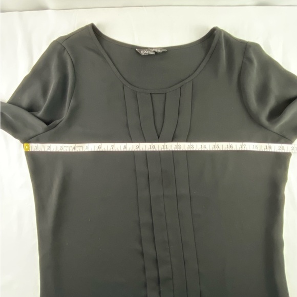 Express black pleated front keyhole neck LS blouse, M - Picture 9 of 13